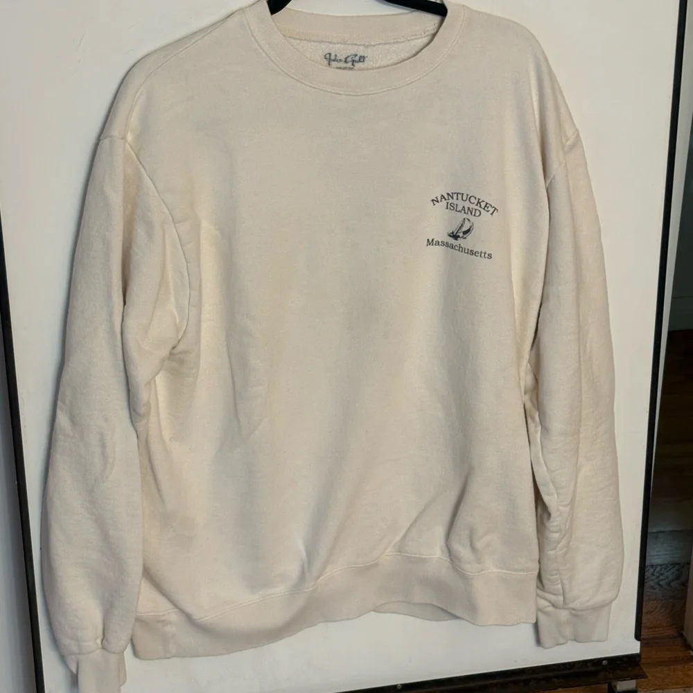 Brandy Melville Cream Crew Neck Sweater 100% Cotton Nantucket Island Size XL - Picture 3 of 6